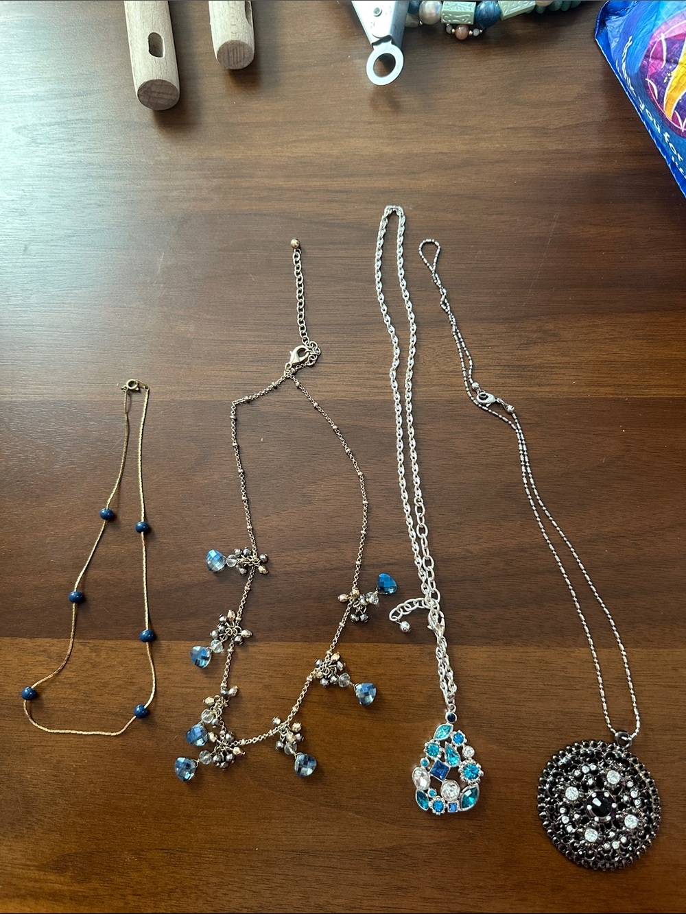 VTG Blue Crystal Pendant Necklace - Women Jewelry and more